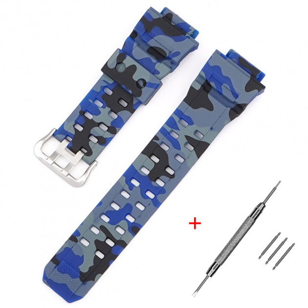 Ремінець для Casio G-Shock GW-9400/9300 Camo Blue SI (1051-1162) синій камуфляж полімерний