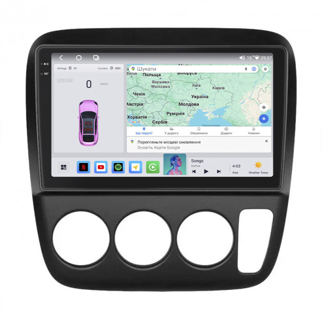 Штатная магнитола Lesko для Honda CR-V I Рестайлинг 1999-2001 экран 9" 4/64 QLED CarPlay 4G Wi-Fi GPS 360 Prime