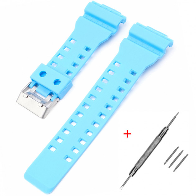 Ремінець Casio G-Shock GA-100/110 Light Blue SI полімерний світло-синій 21.2 см (1051-1080)
