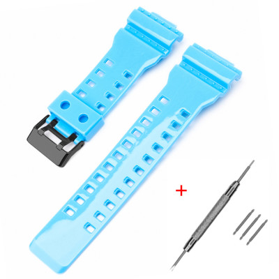 Ремінець для Casio G-Shock GA-100/110/120 Light Blue-Glossy BK блакитний полімерний