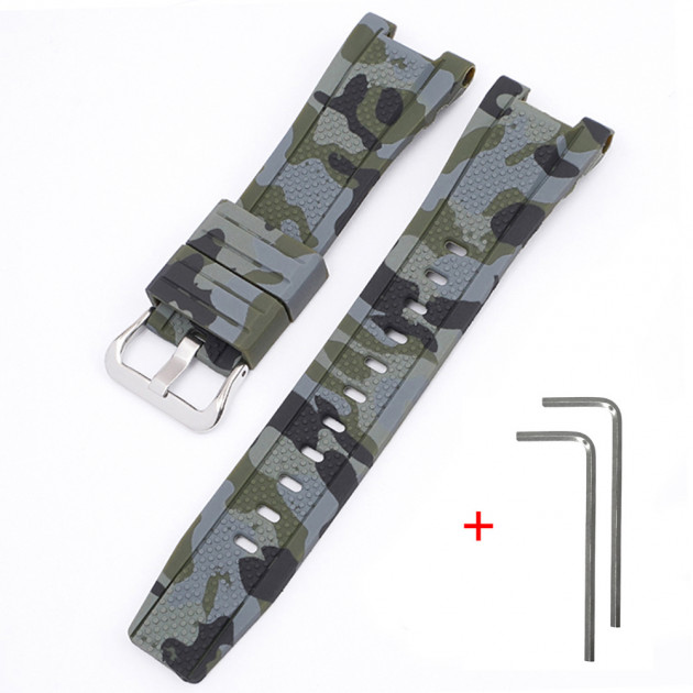 Ремінець для Casio G-Shock GST-W300 Camo Green SI полімерний Зелений камуфляж (1051-0943)