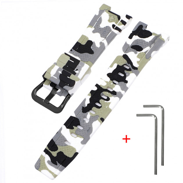 Ремінець Casio accessories для G-Shock GST-W300 Camo White BK, полімерний білий камуфляж