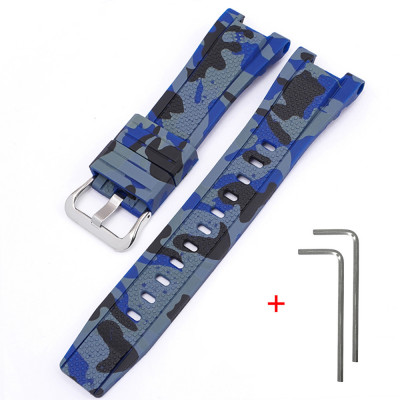 Ремінець для Casio G-Shock GST-W300 Camo Blue SI полімерний синій камуфляж (1051-0949)