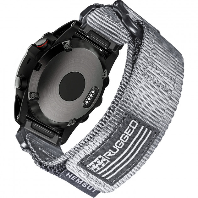 Ремінець Hemsut HGA125 Super Rugged Garmin Grey 20 mm нейлоновий сірий (1051-1303)