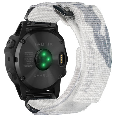Нейлоновий ремінець Hemsut HGA131 Military Velcro для Garmin 22 мм White Camo