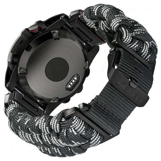 Ремінець для годинника Hemsut HGA145 Rugged Paracord Camo Grey 22 mm паракорд сірий камуфляж
