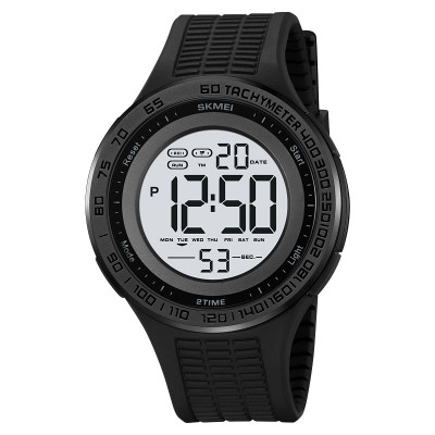 Чоловічий тактичний годинник Skmei 2155BKWT Black-White з електронним циферблатом та підсвіткою