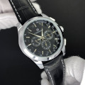Чоловічий механічний годинник Forsining 6625 Silver-White Leather з автопідзаводом та тахіметром