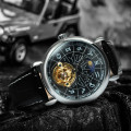 Чоловічий механічний годинник Winner 8271 Silver-Black з автопідзаводом та шкіряним ремінцем