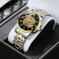 Чоловічий механічний годинник Winner 8250 Silver-Black зі сріблястим браслетом та автопідзаводом