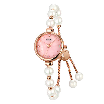 Жіночий годинник Skmei 1983PKWT Pink-White з рожевим циферблатом та білим ремінцем