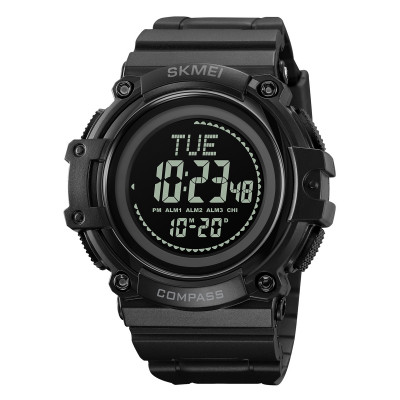 Чоловічий тактичний годинник Skmei 2233BK Black з компасом та електронним циферблатом