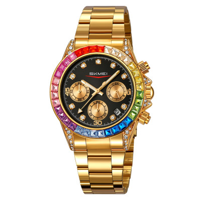 Чоловічий годинник Skmei 2352GDBK Gold-Black з хронографом та металевим браслетом