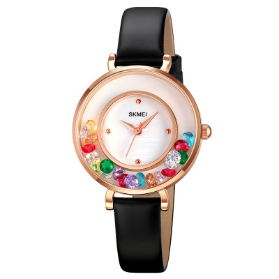 Жіночий класичний годинник Skmei 2041RG Rose Gold з мінеральним склом та шкіряним ремінцем