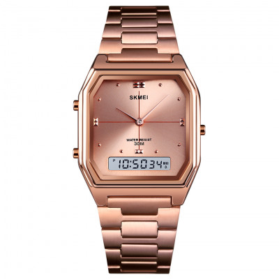 Годинник Skmei 2258RG Rose Gold STOPPED унісекс у кольорі рожеве золото з комбінованим циферблатом