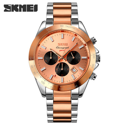 Чоловічий наручний годинник Skmei 9259RGRG Rose Gold-Rose Gold з хронографом та календарем