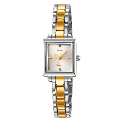 Жіночий годинник Skmei 2315TGD Silver-Gold класичний з металевим браслетом та люмінесценцією