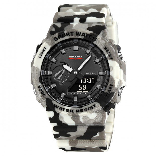Чоловічий тактичний годинник Skmei 2351CMGY Camo Grey з комбінованим циферблатом та підсвічуванням