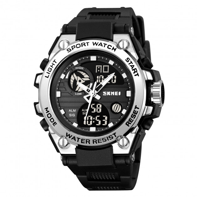 Чоловічий годинник Skmei 2360BKSI Black-Silver зі стрілково-електронним циферблатом та водозахистом 5 ATM
