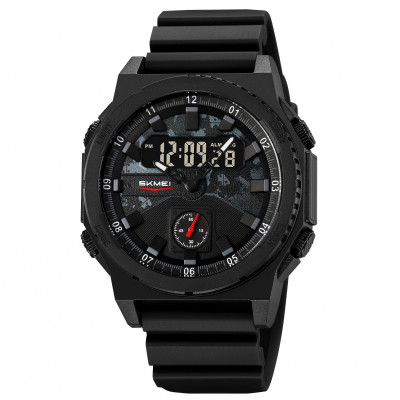 Чоловічий спортивний годинник Skmei 2355BK Black з комбінованим циферблатом та водозахистом 5 ATM