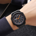 Чоловічий спортивний годинник Skmei 2355BKOG Black-Orange з комбінованим циферблатом та підсвічуванням