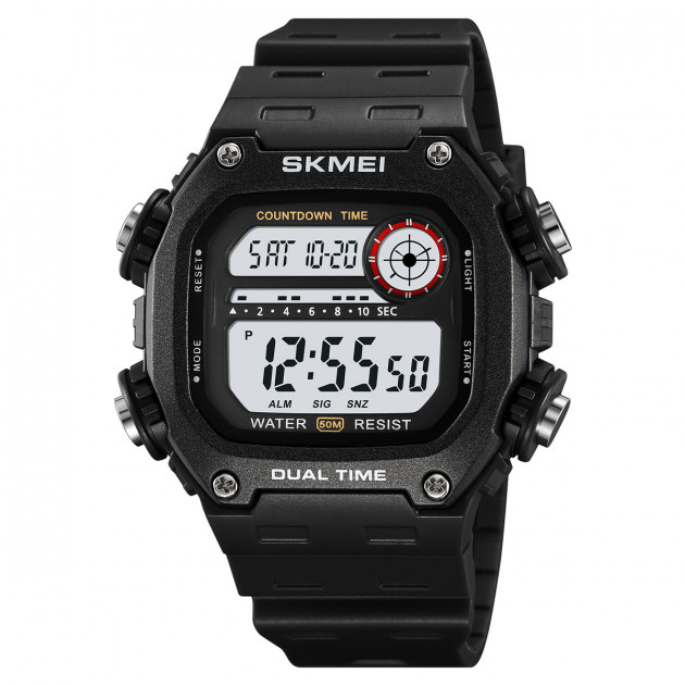 Чоловічий спортивний годинник Skmei 2126BKWT Black-White з електронним циферблатом та підсвічуванням
