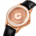 Жіночий годинник Skmei 2172RGBK Rose Gold-Black з мінеральним склом та шкіряним ремінцем