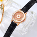 Жіночий годинник Skmei 2172RGBK Rose Gold-Black з мінеральним склом та шкіряним ремінцем