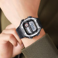 Чоловічий електронний годинник Skmei 2126SIBK Silver-Black з підсвічуванням та будильником
