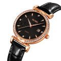 Жіночий годинник Skmei 2169RGBK Rose Gold-Black з шкіряним ремінцем та мінеральним склом
