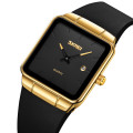 Жіночий класичний годинник Skmei 2173GDBK Gold-Black з мінеральним склом та шкіряним ремінцем