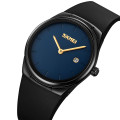 Жіночий годинник Skmei 2177BKBU Black-Blue з мінеральним склом та шкіряним ремінцем