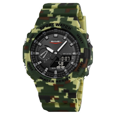 Чоловічий годинник Skmei 2351CMGN Camo Green – тактична модель з комбінованим циферблатом та підсвічуванням
