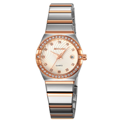 Жіночий наручний годинник Skmei 2342TRG Rose Gold з металевим браслетом та люмінесценцією
