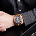 Чоловічий годинник Skmei 9193GDBU Gold-Blue з золотистим браслетом та синім циферблатом