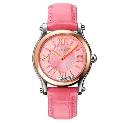 Жіночий годинник Skmei 9265PK Pink з мінеральним склом та шкіряним ремінцем