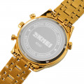 Чоловічий годинник Skmei 9333GDGN Gold-Green з хронографом та металевим браслетом