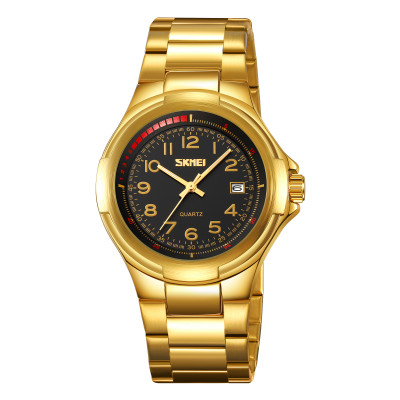 Чоловічий годинник Skmei 9320GDBK Gold-Black класичний золотистий з чорним циферблатом