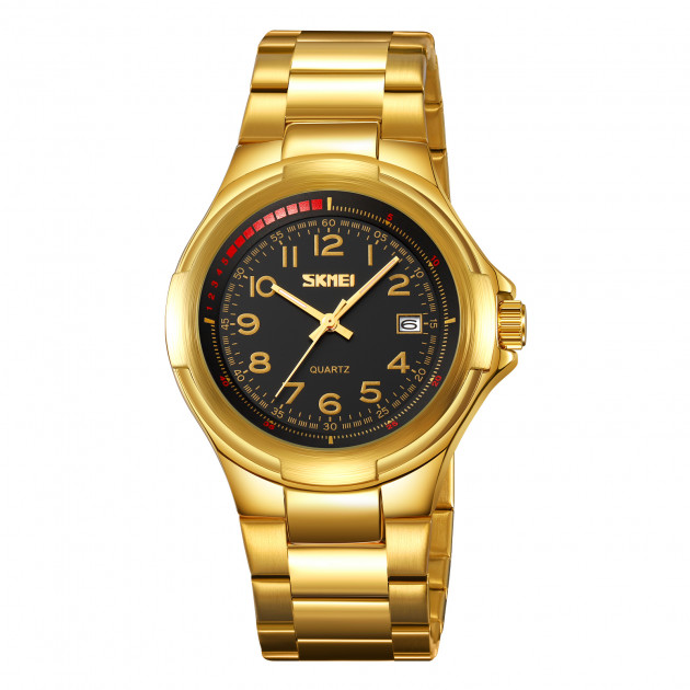 Чоловічий годинник Skmei 9320GDBK Gold-Black класичний золотистий з чорним циферблатом