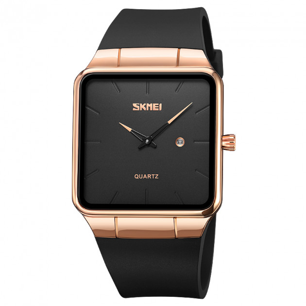 Кварцовий годинник Skmei 1961RGBK Rose Gold-Black унісекс у квадратному корпусі