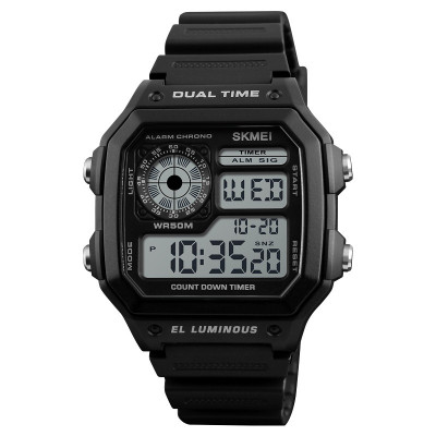 Чоловічий спортивний годинник Skmei 1299BK Black з будильником та секундоміром