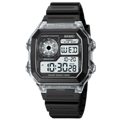 Наручний годинник Skmei 1998WT Write Black-White спортивний електронний з прозорим корпусом