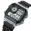 Наручний годинник Skmei 1998WT Write Black-White спортивний електронний з прозорим корпусом