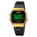 Чоловічий годинник Skmei 1647GDBK Gold-Black з електронним циферблатом та металевим браслетом
