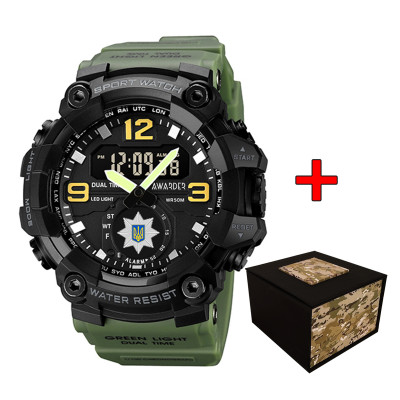 Чоловічий тактичний годинник Awarder 003 Поліція Army Green-Black з подвійним циферблатом