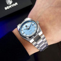 Чоловічий механічний годинник Benyar BY-5203 Silver-Ligh Blue з автопідзаводом та сталевим браслетом