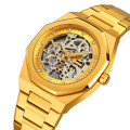 Чоловічий механічний годинник Skmei M034SGD Gold Steel з автопідзаводом та золотистим браслетом
