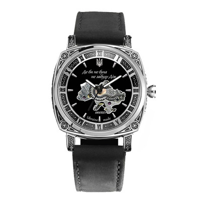 Жіночий механічний годинник Awarder 021-3D Де би не була Silver-Black-Black Leather з автопідзаводом