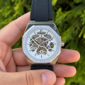 Чоловічий механічний годинник Forsining 8289 Silver-White з автопідзаводом та прозорим циферблатом