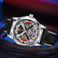 Чоловічий механічний годинник Forsining 8284 Silver-Black з прозорим корпусом та каучуковим ремінцем